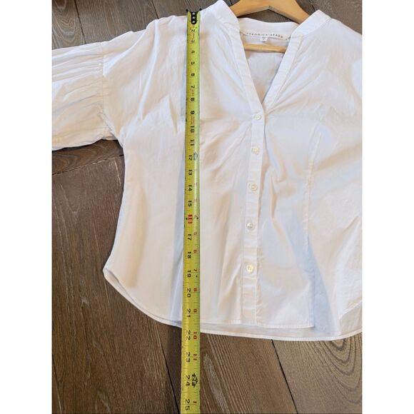 Veronica Beard Aileen Puff Sleeve Poplin Blouse in White Size 10 - Picture 8 of 11
